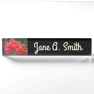 Tropical Pink Bougainvillea Island Floral Nameplate