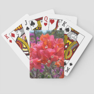 Tropical Pink Bougainvillea Island Floral Playing Cards