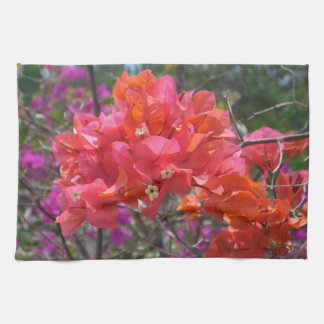 Tropical Pink Bougainvillea Island Floral Tea Towel