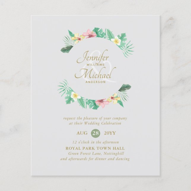 Tropical Pink Bridal Shower by Mail or Wedding (Front)