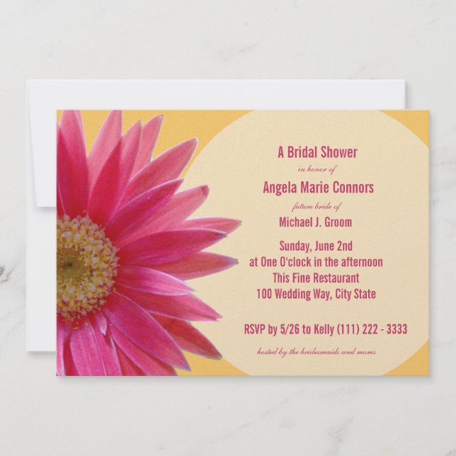 Tropical Pink Daisy Bridal Shower Invitation (Front)