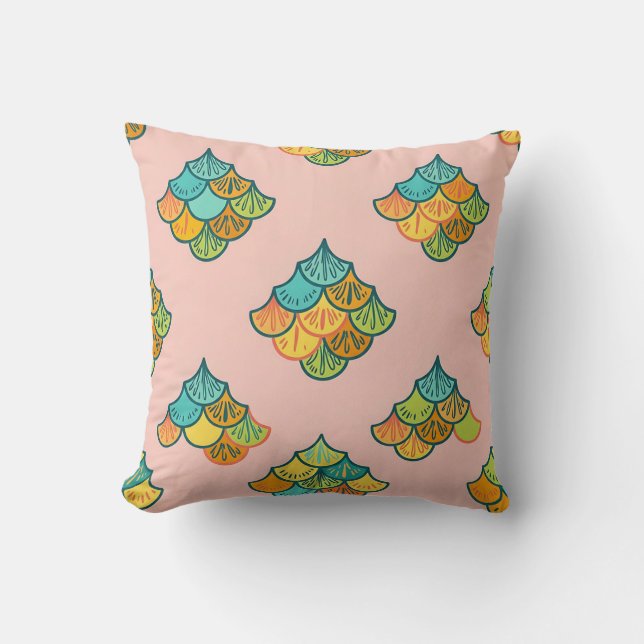 Tropical Pink Fish Scale Pillow Cover Home Decor (Front)