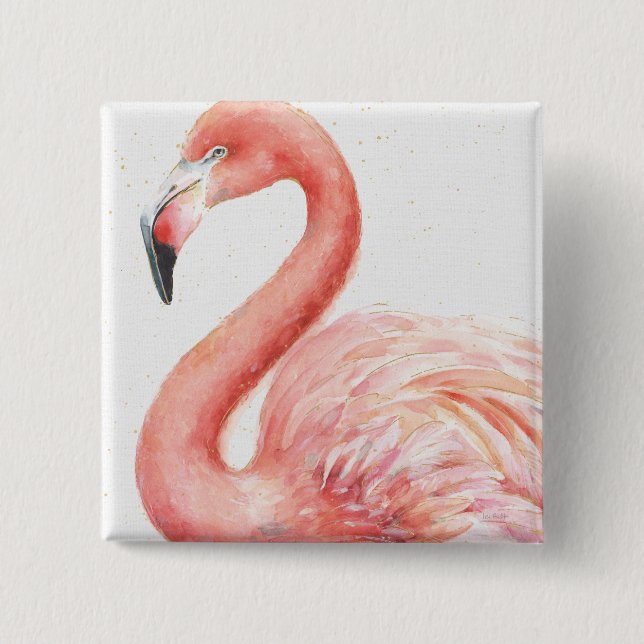Tropical | Pink Flamingo 15 Cm Square Badge (Front)