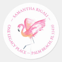 Tropical Pink Flamingo Address Labels