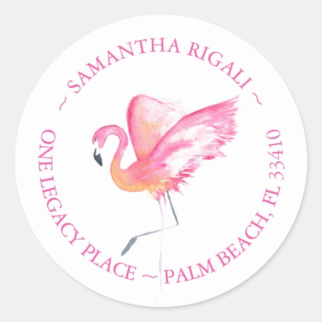 Tropical Pink Flamingo Address Labels (Front)