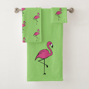 Tropical Pink Flamingo Bath Towels Set Gift