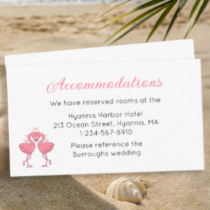 Tropical Pink Flamingo Beach Wedding Accommodation Enclosure Card