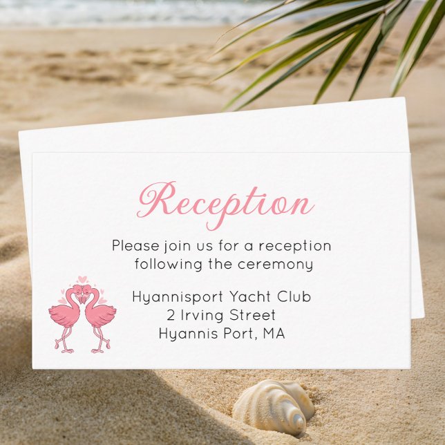 Tropical Pink Flamingo Beach Wedding Reception  Enclosure Card (Creator Uploaded)