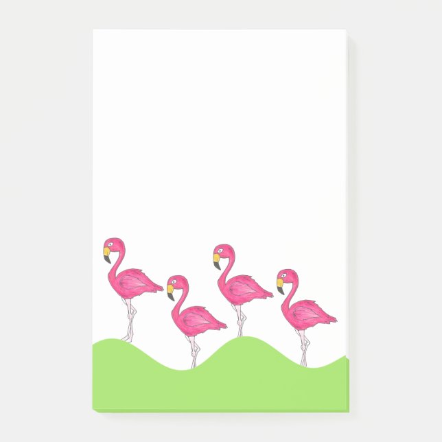 Tropical Pink Flamingo Bird Flamingos Post Its Post-it Notes (Front)