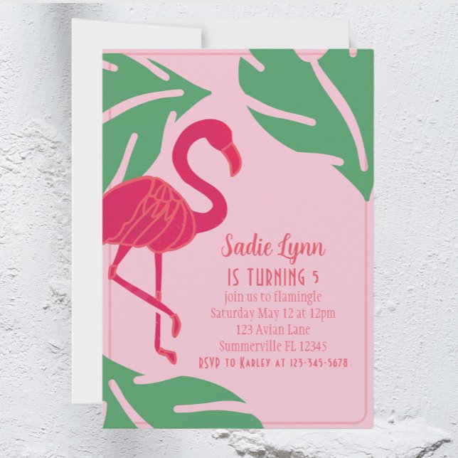 Tropical Pink Flamingo Birthday Invitation (Creator Uploaded)