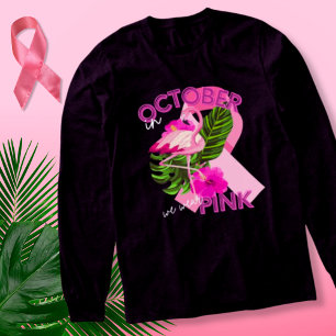 Tropical Pink Flamingo Breast Cancer Awareness  Tri-Blend Shirt