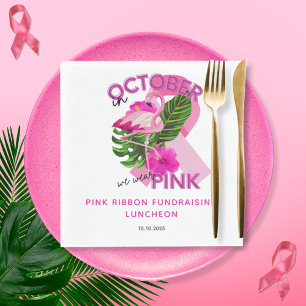 Tropical Pink Flamingo Breast Cancer Fundraising Napkin