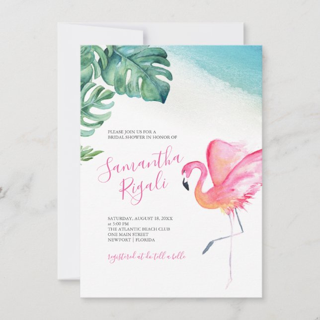 Tropical Pink Flamingo Bridal Shower (Front)