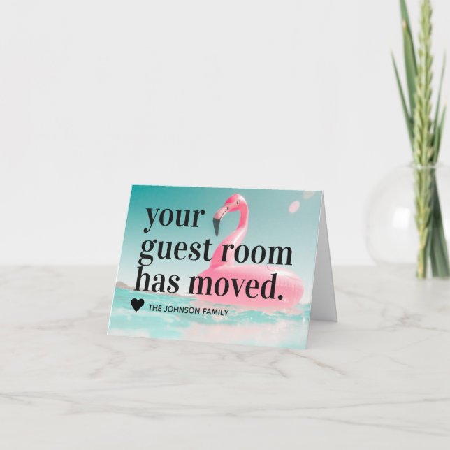 Tropical Pink Flamingo Change of Address Moving An Announcement (Front)