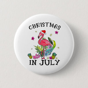 Tropical Pink Flamingo Christmas In July Summer 6 Cm Round Badge
