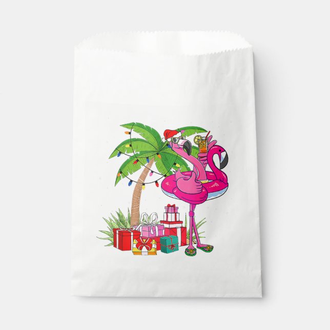 Tropical Pink Flamingo Christmas In July Summer Pa Favour Bags (Front)