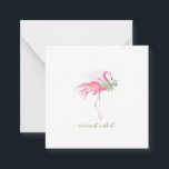 Tropical Pink Flamingo Christmas Watercolor Card<br><div class="desc">Wish friends and family a merry Christmas with my fun and unique tropical themed square greeting card in a miniature size. This cute pinkmas card pack features my original watercolor pink flamingo artwork with a green bow. The words Warmest Wishes are set in a trendy hand written style script typography....</div>