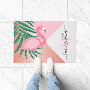 Tropical Pink Flamingo Doormat