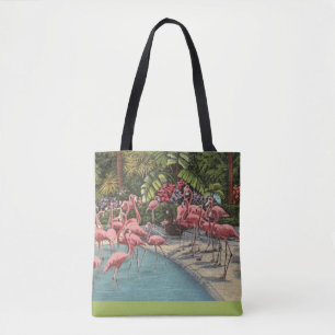 Tropical Pink Flamingo Flamboyance Shoulder Tote Bag