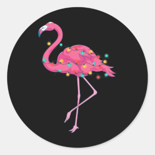 Tropical Pink Flamingo Hawaii Summer Xmas Christma Classic Round Sticker