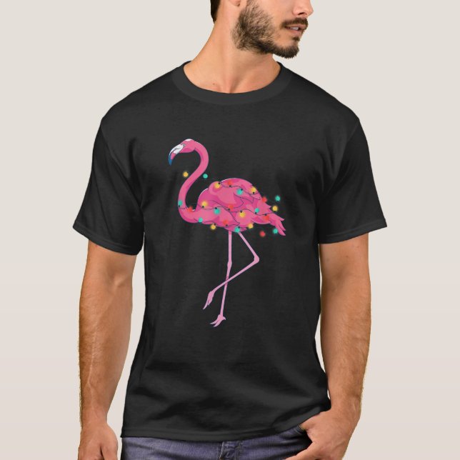Tropical Pink Flamingo Hawaii Summer Xmas Christma T-Shirt (Front)