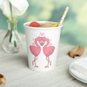 Tropical Pink Flamingo Hawaiian Beach Wedding Pape Paper Cups