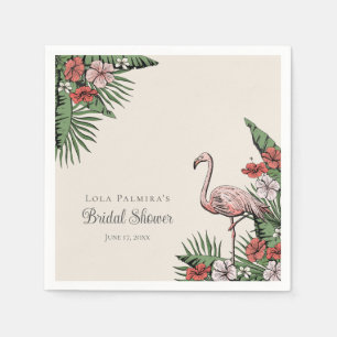 Tropical Pink Flamingo Hawaiian Bridal Shower Napkin