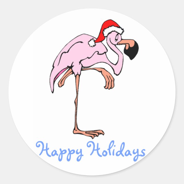 Tropical Pink Flamingo Holiday Sticker (Front)