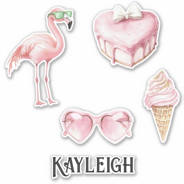 Tropical Pink Flamingo Ice Cream Hearts (Front)
