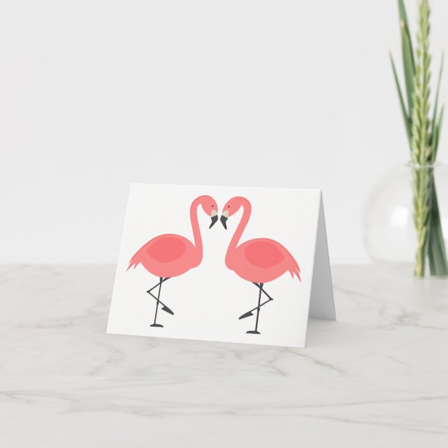 Tropical Pink Flamingo Love Hello Thinking of You Card (Front)