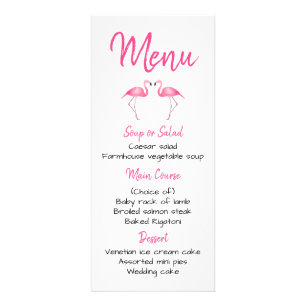 Tropical Pink Flamingo Menu Wedding Bridal Shower
