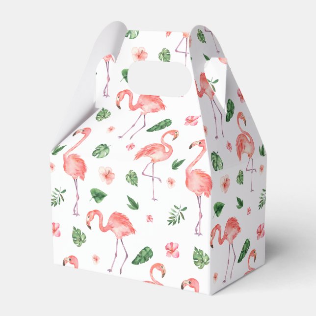 Tropical Pink Flamingo Pattern Favour Box (Front Side)