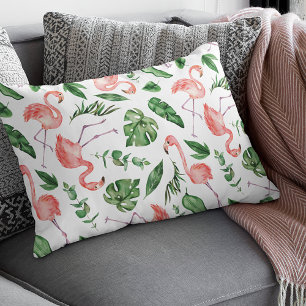 Tropical Pink Flamingo Pattern v2 Decorative Cushion