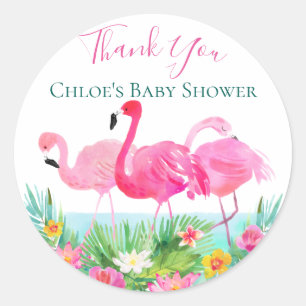 Tropical Pink Flamingo Personalised Classic Round Sticker