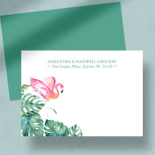 Tropical Pink Flamingo Personalised Stationery Card