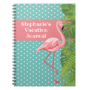 Tropical Pink Flamingo Polka-dot Vacation Journal