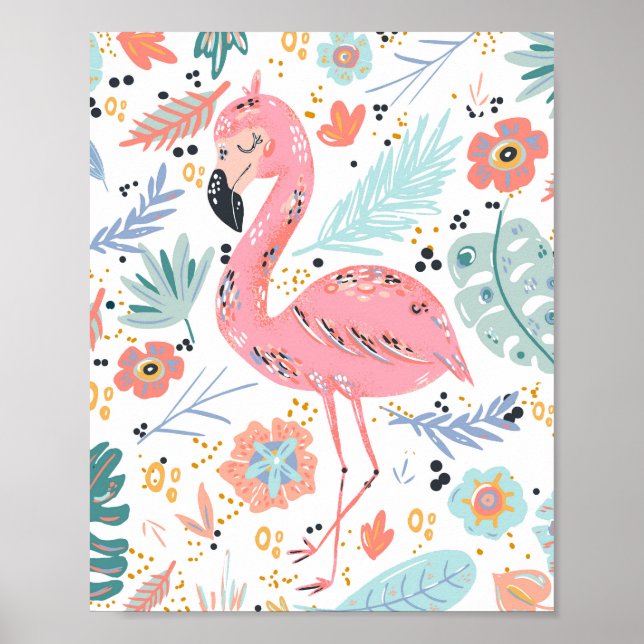 Tropical Pink Flamingo Poster (Front)