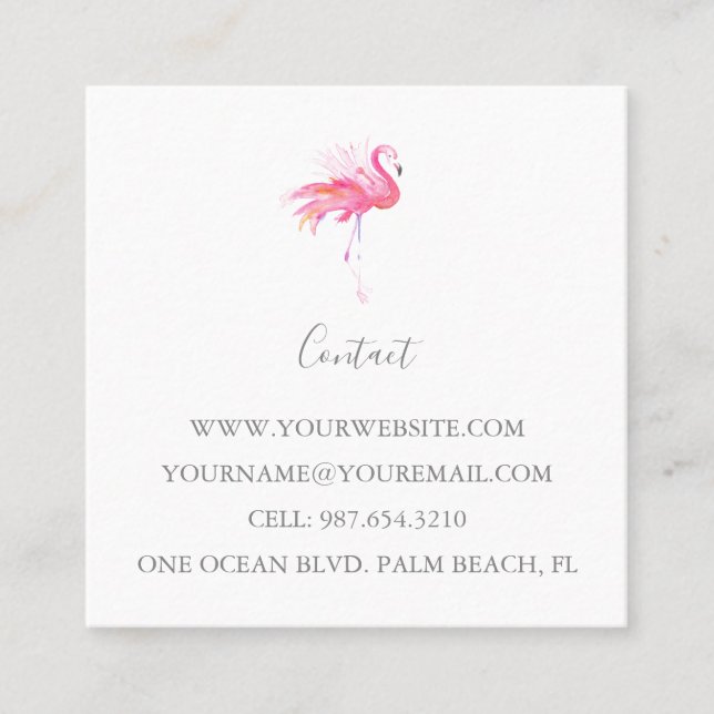 Tropical Pink Flamingo Square Business Card (Front)