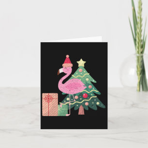 Tropical Pink Flamingo Summer Vacation Christmas I Card