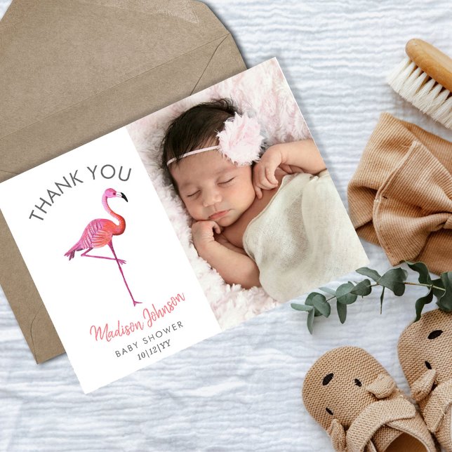 Tropical Pink Flamingo | Thank You Postcard (Creator Uploaded)