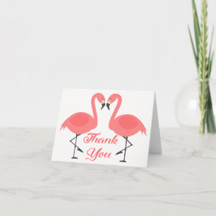 Tropical Pink Flamingo Thank You - Wedding Love Card