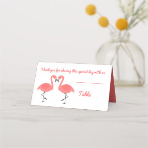 Tropical Pink Flamingo Thank You Wedding Party Place Card
