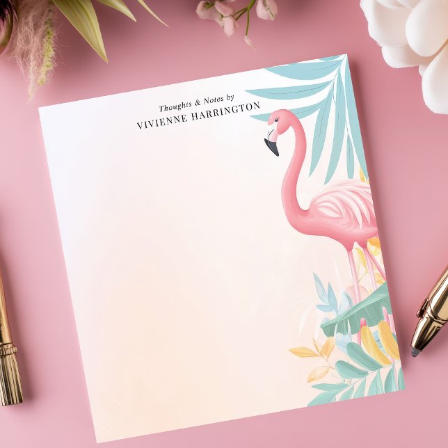Tropical Pink Flamingo Watercolor Personalised  Notepad (Creator Uploaded)