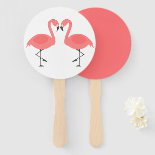 Tropical Pink Flamingo Wedding Bridal Shower Party Hand Fan
