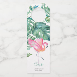 Tropical Pink Flamingo Wine Gifts Bottle Tag