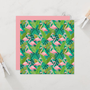 Tropical Pink Flamingos Jungle Foliage