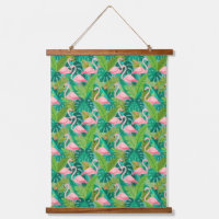 Tropical Pink Flamingos Jungle Foliage