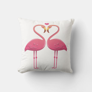 Tropical Pink Flamingos Love - Wedding Beach Luau Cushion