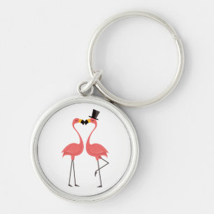 Tropical Pink Flamingos - Wedding, Bridal Shower Key Ring