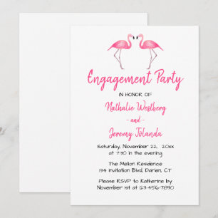 Tropical Pink Flamingos Wedding Engagement Summer Invitation